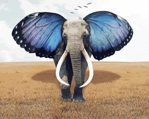 Blue Butterfly Wings Elephant Diamond Painting