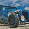 Blue Ford Ratrod Car Diamond Painting