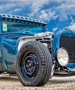 Blue Ford Ratrod Car Diamond Painting