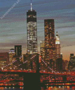 brooklyn Bridge And Trade Centres At Night Diamond Painting