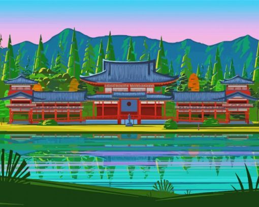 Byodo In Temple Sunrise Diamond Painting