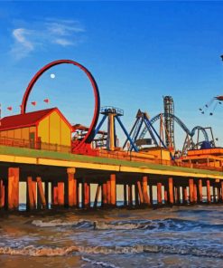 Colorful Galveston Island Historic Pleasure Pier Diamond Painting