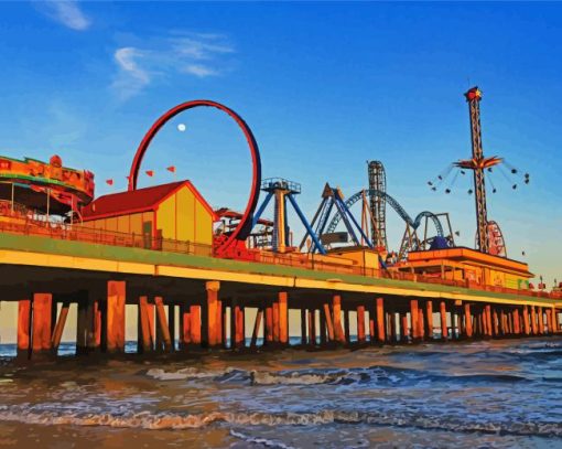 Colorful Galveston Island Historic Pleasure Pier Diamond Painting