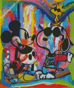 Colorful Snoopy And Mickey Mouse Art Diamond Painting