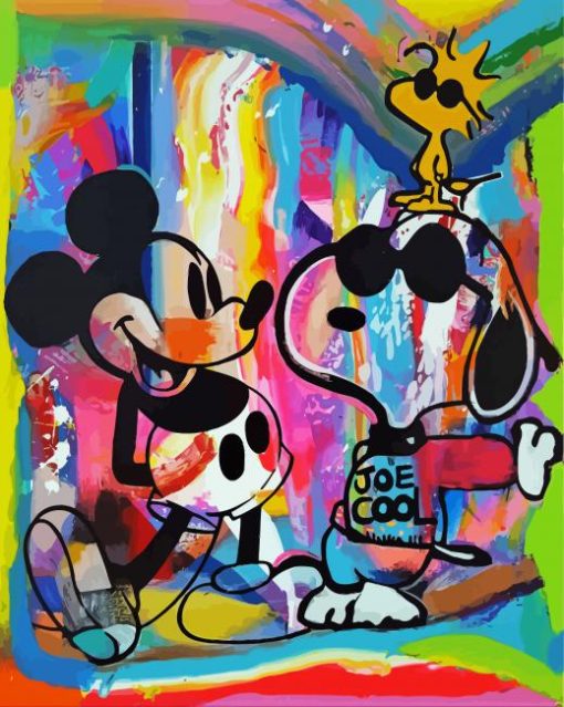 Colorful Snoopy And Mickey Mouse Art Diamond Painting