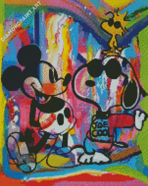 Colorful Snoopy And Mickey Mouse Art Diamond Painting