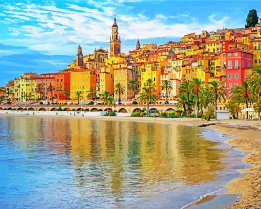 Colorful Buildings South Of France Diamond Painting