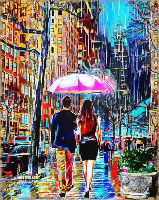 Cool Couple Rain Diamond Painting