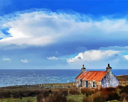 Cottage By The Sea Seascape Diamond Painting