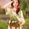 Cottagecore Girl With Flowers Basket Diamond Painting