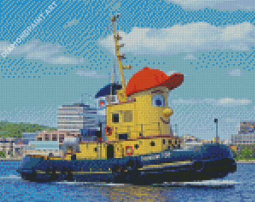 Cute Tug Boat Diamond Painting