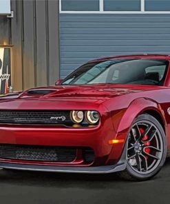 Dark Red Dodge Hellcat Diamond Painting