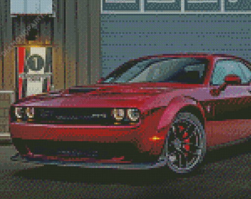 Dark Red Dodge Hellcat Diamond Painting