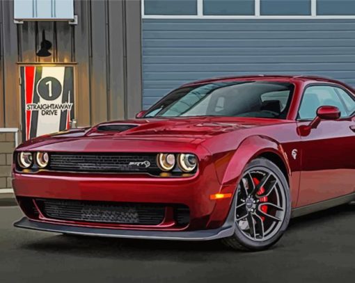 Dark Red Dodge Hellcat Diamond Painting