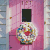 Easter Wreath On Pink Door Diamond Painting