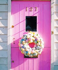 Easter Wreath On Pink Door Diamond Painting