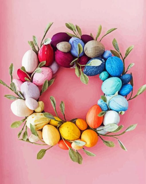 Easter Wreaths Rainbow Egg Wreath Diamond Painting