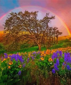 Flowering Rainbow Landscape Diamond Painting