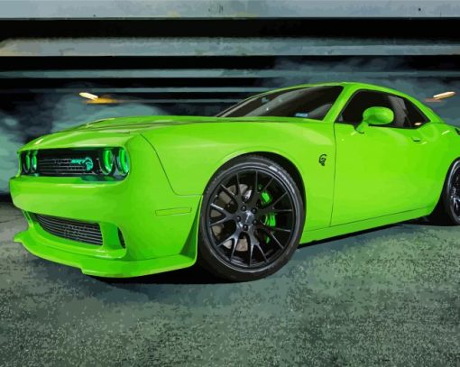 Green Dodge Hellcat Car Diamond Painting