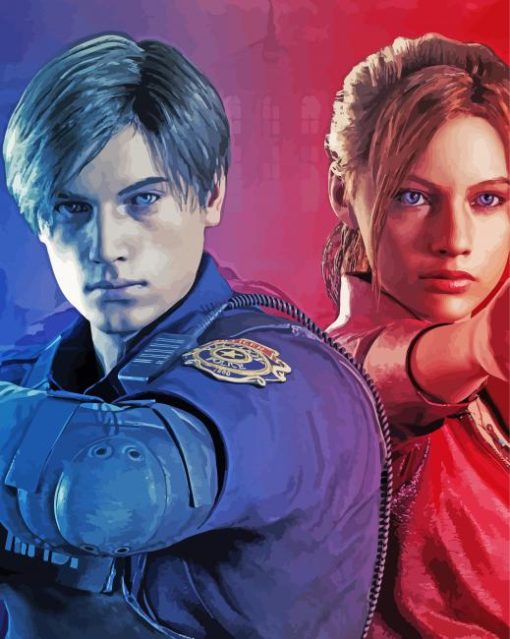 Leon And Claire Resident Evil Diamond Painting