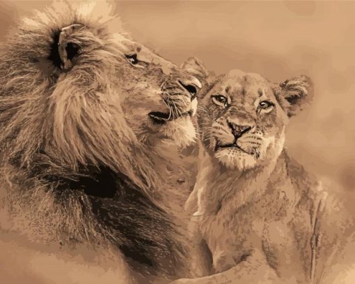 Lion And Lioness Diamond Painting