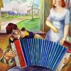 Man Playing Accordian To His Lover Diamond Painting