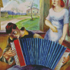 Man Playing Accordian To His Lover Diamond Painting