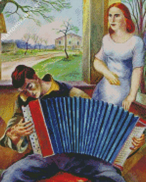 Man Playing Accordian To His Lover Diamond Painting