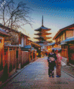 Old Buildings Kyoto Japan Diamond Painting