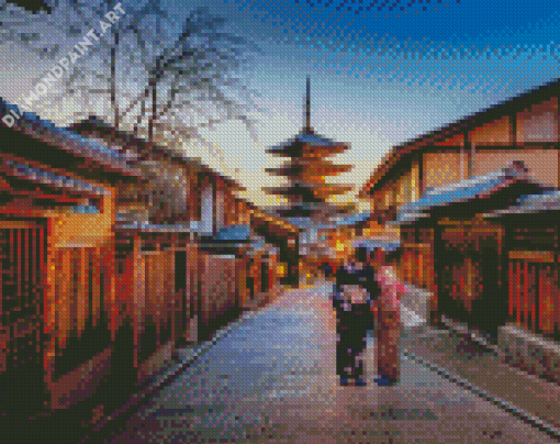 Old Buildings Kyoto Japan Diamond Painting