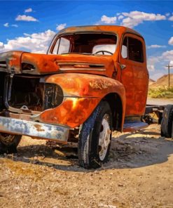 Orange Truck In Desert Diamond Painting