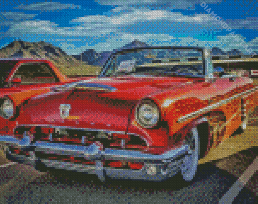 Red Old Mercury Convertible Diamond Painting