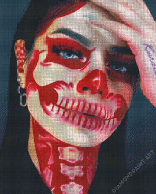 Red Skeleton Beauty Diamond Painting