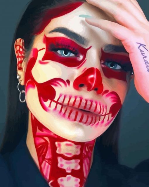 Red Skeleton Beauty Diamond Painting