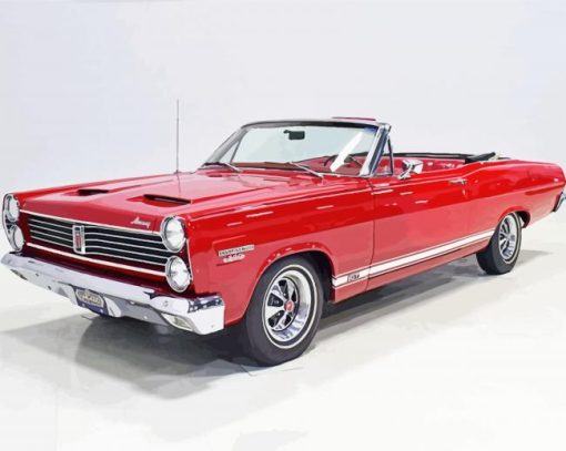 Red Vintage Mercury Convertible Car Diamond Painting