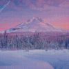 Snowy Oregon Mountains Landscape Diamond Painting