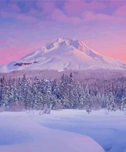 Snowy Oregon Mountains Landscape Diamond Painting