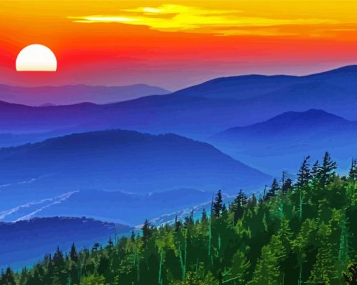 Sunset Appalachian Mountains Diamond Painting