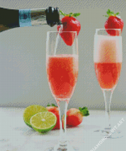 Tasty Strawberry Champagne Diamond Painting