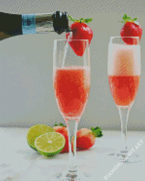 Tasty Strawberry Champagne Diamond Painting