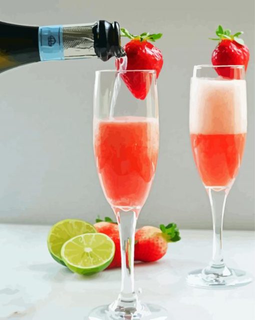 Tasty Strawberry Champagne Diamond Painting