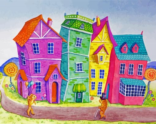 Whimsical Houses Diamond Painting