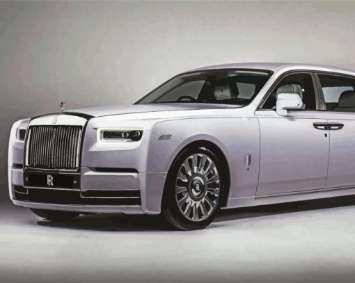 White Roll Royce Car Diamond Painting