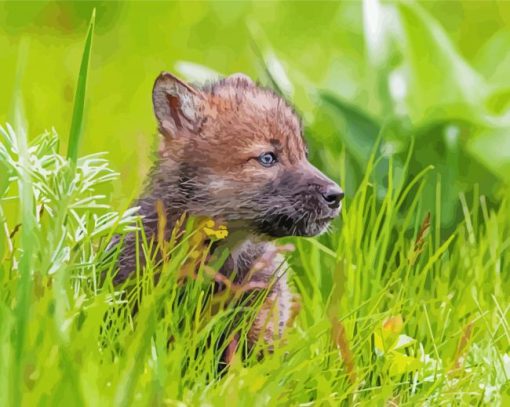 Wolf Baby Cub Diamond Painting