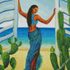 Woman And Door To Beach Diamond Painting