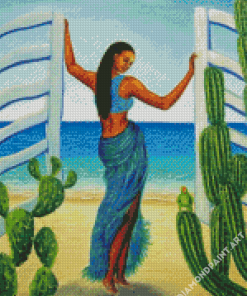 Woman And Door To Beach Diamond Painting