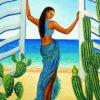 Woman And Door To Beach Diamond Painting