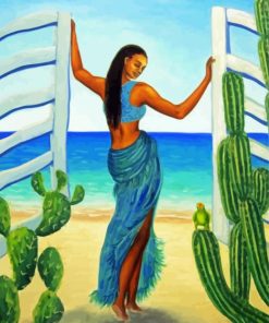 Woman And Door To Beach Diamond Painting