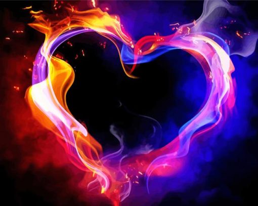 Abstract Fire Heart 5D Diamond Painting