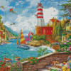 Lighthouse And Sailboat Diamond Painting